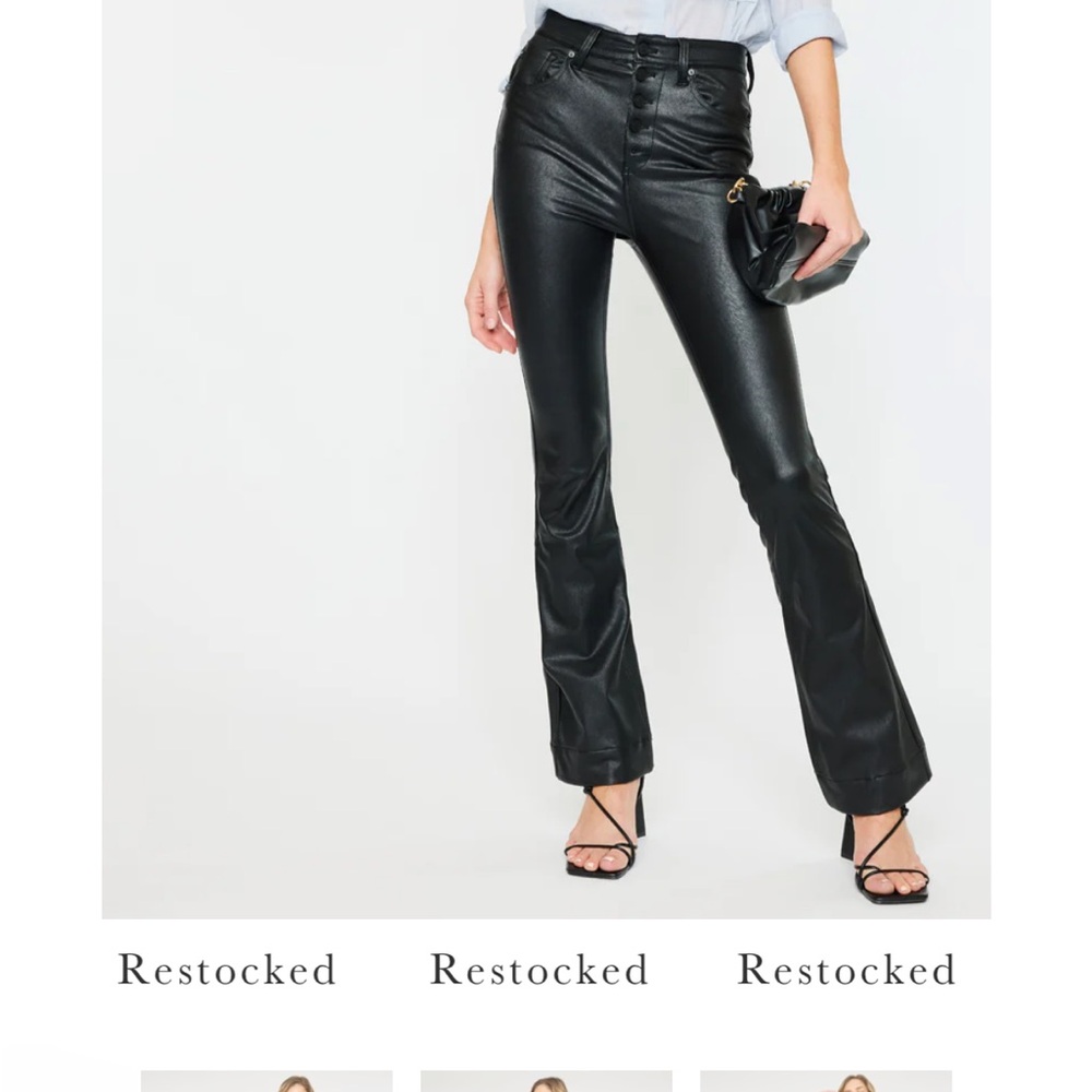Black Faux Leather Flare Pants